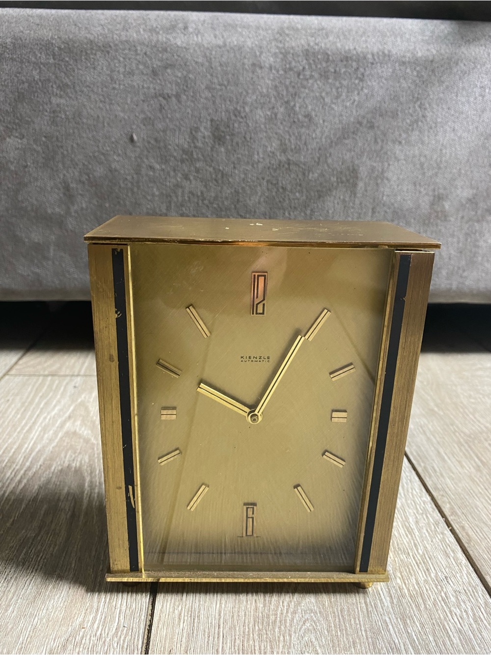 Vintage Kienzle Automatic Brass Desk Clock Mid-Century Modern Germany 1960s